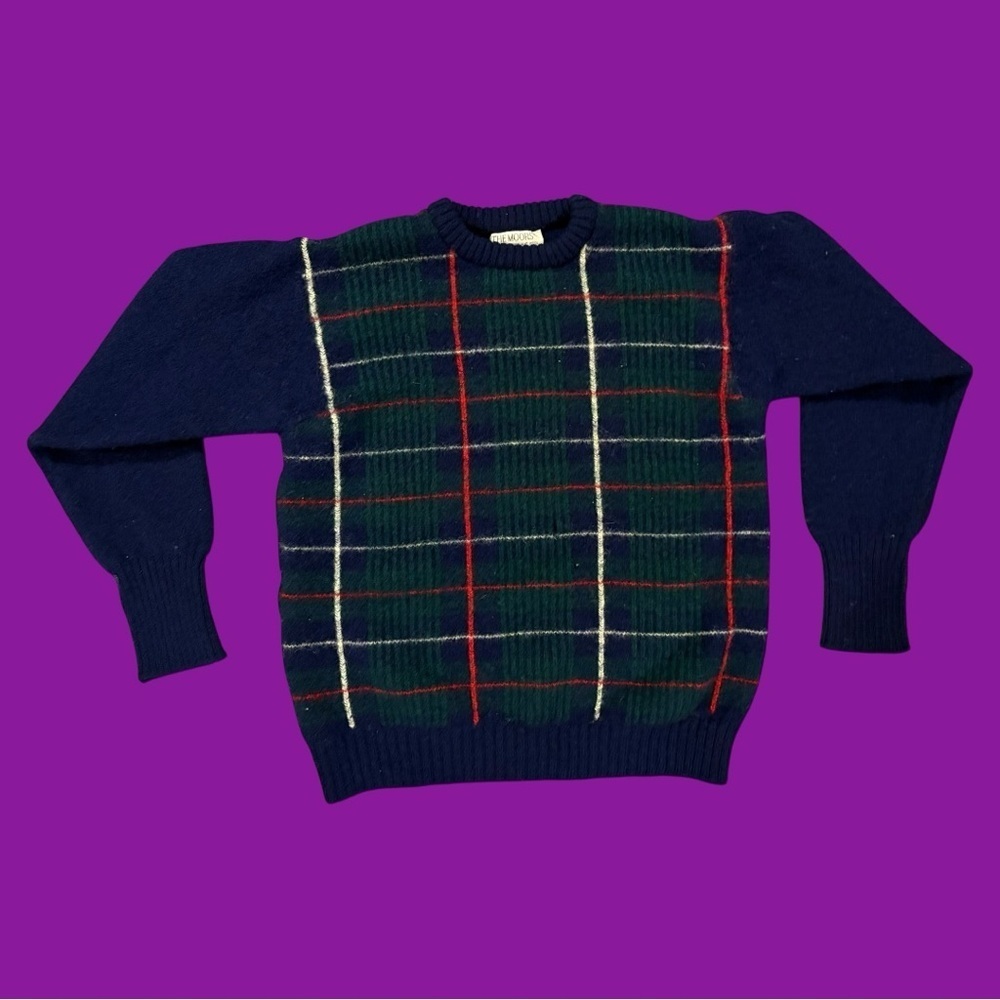 90s The Moors Shetland Wool Plaid Sweater - Picture 3 of 5